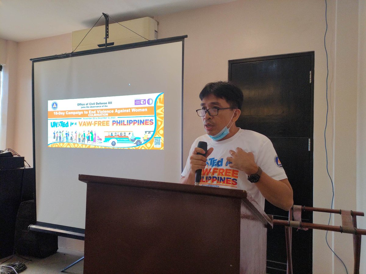 CivilDefenseR12's tweet photo. Look: Office of Civil Defense Region XII headed by Regional Director Raylindo S. Aniñon, conducts the 18-Day Campaign to End Violence Against Women Culmination Program today, December 12, 2022, at Suncity Suites, General Santos City.

#VAWFREEPH #OCD12 #CivilDefensePH https://t.co/ag0Mu2Oskm