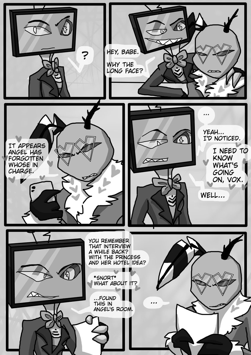 _dedacc0unt_'s tweet photo. Ok imma just bite the bullet and commit. Heres the first two pages of "Fair Trade", the kind-of sequel to "Found".
I have discovered that I suck at drawing Vox digitally.
#hazbinhotel #hazbin #hazbinfancomic #hazbincomic #valentino #angeldust https://t.co/25yAWyqoAu
