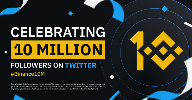 binance's tweet photo. To celebrate 10 million followers on Twitter, #Binance is launching another challenge!

Collect the 3 #Binance10M badges to win a share of 10 million Satoshis.  

Participate today 👇