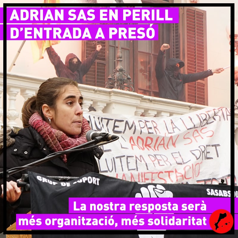 🔴 Ahir vam participar a l'acte de suport de <a href="/sasabsolucio/">Sasabsolució</a> quan fa quatre anys de la seva detenció.
Mentre agents polítics cerquen recobrar el seu poder institucional o ampliar-lo pactant amb Madrid, centenars de militants independentistes i comunistes pateixen la repressió.