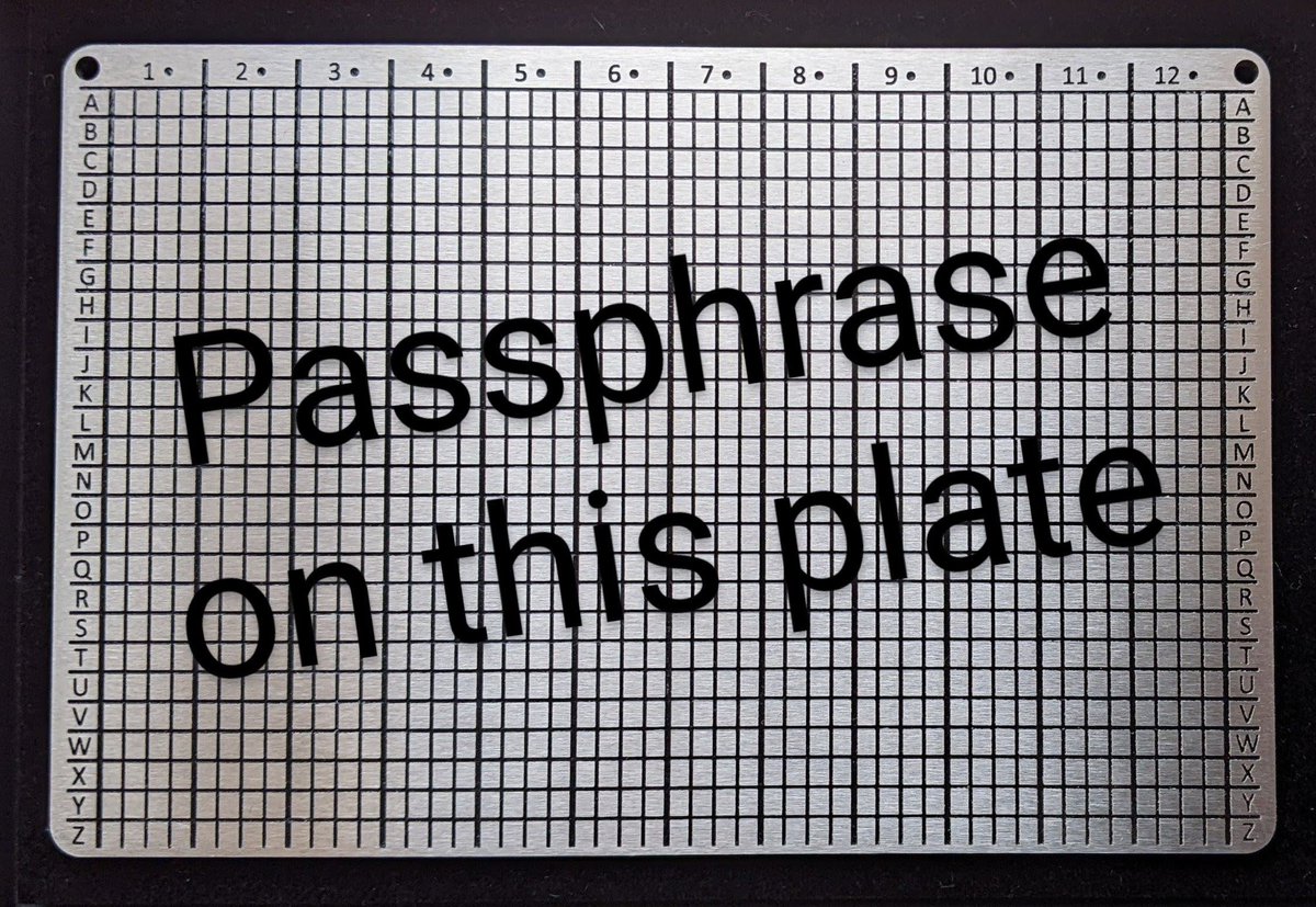BitPLATES's tweet photo. Don't split up a #Bitcoin private key by splitting up seed words; it massively reduces security against brute-force attacks:

❌ SEED WORDS + SEED WORDS

You can safely split up a private key by adding a passphrase; this massively increases security:

✅ SEED WORDS + PASSPHRASE https://t.co/9x8Sv63DNR