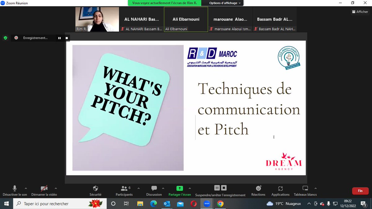 Lancement de la 6ème formation programmée dans le cadre du cycle de formations- coaching de R&amp;D Maroc pour les startups nouvellement créées, sur le thème « les techniques de communication est pitch »