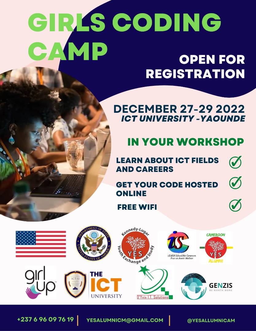TheCameroonianZ's tweet photo. Première édition du #GirlsCodingCamp avec #CYAA à Yaoundé #Cameroon.

Du 27 au 29 décembre 2022.

20 places disponibles.

© : @DongmoMaxim https://t.co/3SrdrpJrIs