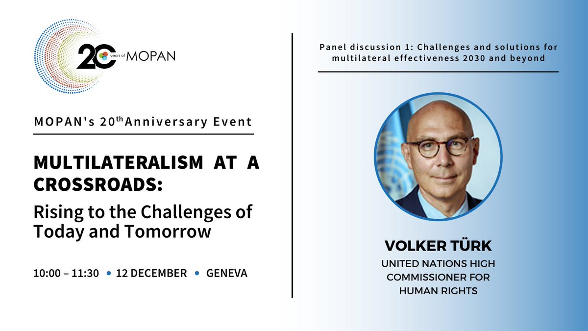 MOPANnetwork's tweet photo. "We need a renewed focus on governance, at the multilateral and national level."

🗣️Volker Türk, United Nations High Commissioner for Human Rights: @volker_turk
#20yearsofMOPAN https://t.co/9RfgXeOiHP
