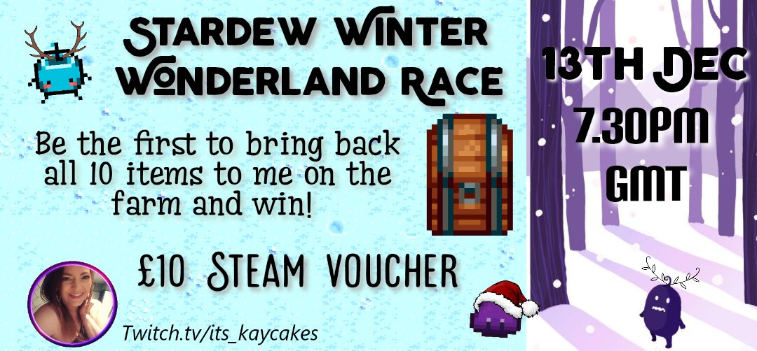 its_kaycakes's tweet image. Join me tomorrow and compete in our first ever Stardew Winter Wonderland Race ❄ steam players only #StardewValley