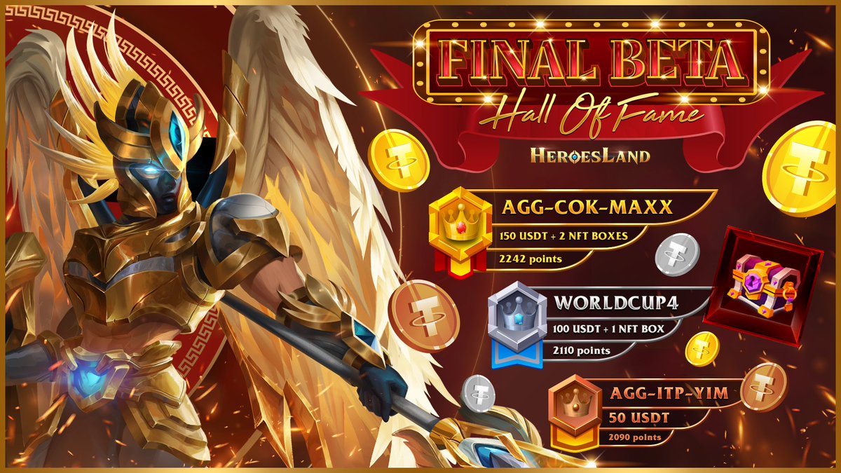 HeroesLand_P2E's tweet photo. 🎉 CHEERS TO ALL WINNERS OF #FINALBETA!!!

Check out winner list here: https://t.co/ywyrIDlEaT

All prizes will be transferred to your connected wallet. 
If you have any questions, feel free to contact our CM in Telegram/Discord.

T.y for playing #HeroesLand https://t.co/Kb0iGlZwVv