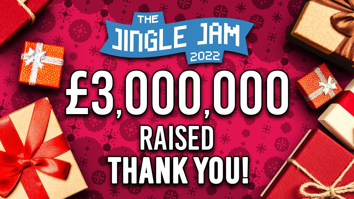 We've woken up to incredible news—we've reached £3,000,000 raised for our #JingleJam2022 charities!

This is an astonishing amount, and again, we need to thank all our fundraisers, contributors, &amp; charities for your extraordinary work. We truly could not have done it without you!