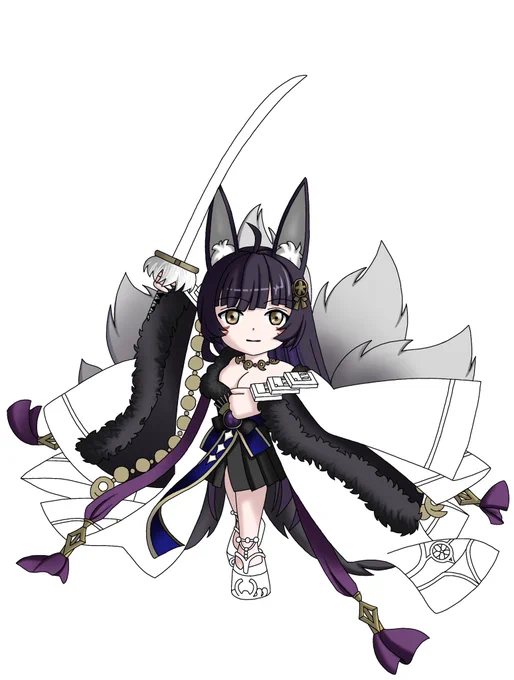 #アズレンのチビ武蔵を描く#アズールレーン #アズレン #AzurLane #武蔵 全工程の半分くらい終了。 