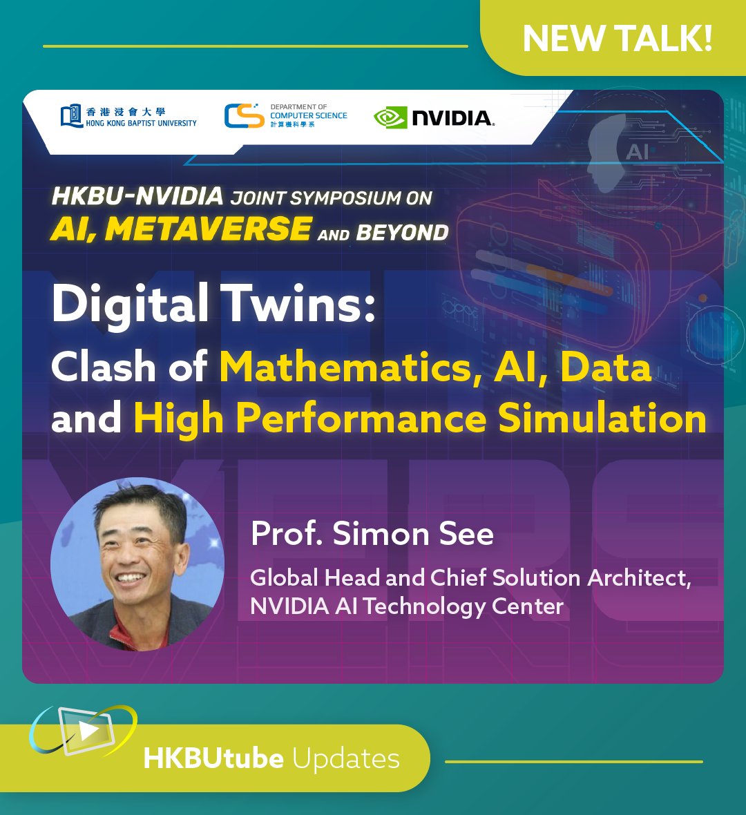 hkbulibdmss's tweet image. [𝗡𝗲𝘄 𝗩𝗶𝗱𝗲𝗼 𝗼𝗻 𝗛𝗞𝗕𝗨𝘁𝘂𝗯𝗲 📣]⁠
Language: English
Video here: hkbutube.lib.hkbu.edu.hk/st/display.php…

Symposium details: 
comp.hkbu.edu.hk/hkbu-nvidia-sy…

#HKBUtube #AI #Mathematics #digitalTwins #metaverse