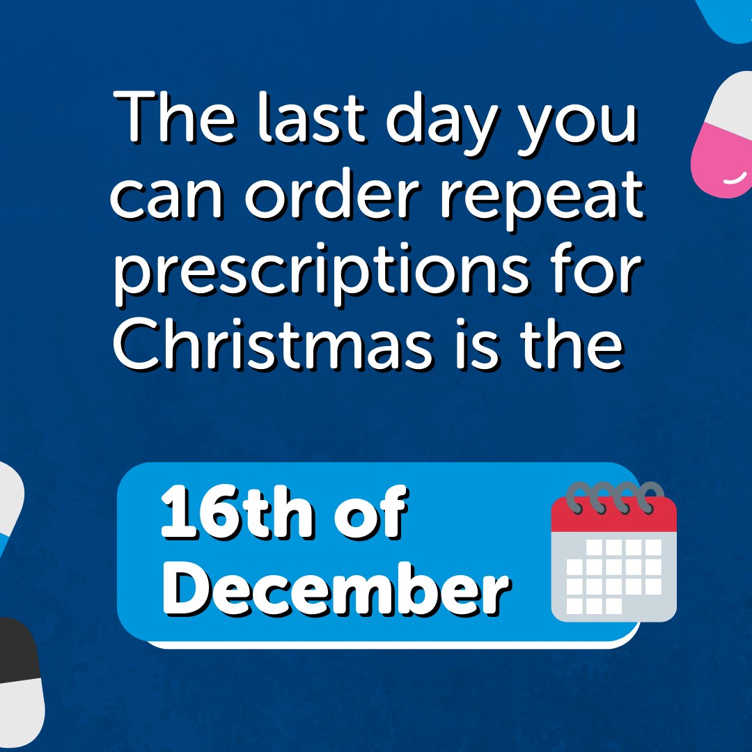 Please read and share ⚠️ Very important info about repeat prescriptions ahead of the Christmas holidays.

Every GP surgery has its process for ordering repeat prescriptions. This might be over the phone, or it could be online 📱
🔗 nhsinform.scot/winter