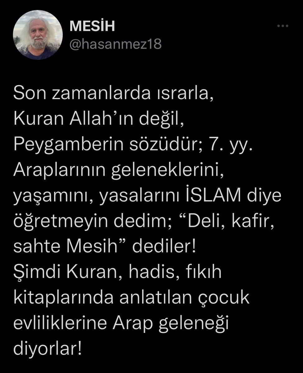 mesih_isa_hasan's tweet photo. Çocuk evlilikleri, Peygamber ve ashabının yaşamında olduğu için, Kuran, hadis, fıkıh kitaplarında yer almış!
Çocuk evlilikleri yalnız İslamda değil, diğer dinlerde de var!Sorun, tarikat, cemaat sorunu, bireysel sapkınlık sorunu değil, din sorunu, din eğitimi sorunudur!
GERÇEK BU! https://t.co/yo63ihBDOJ