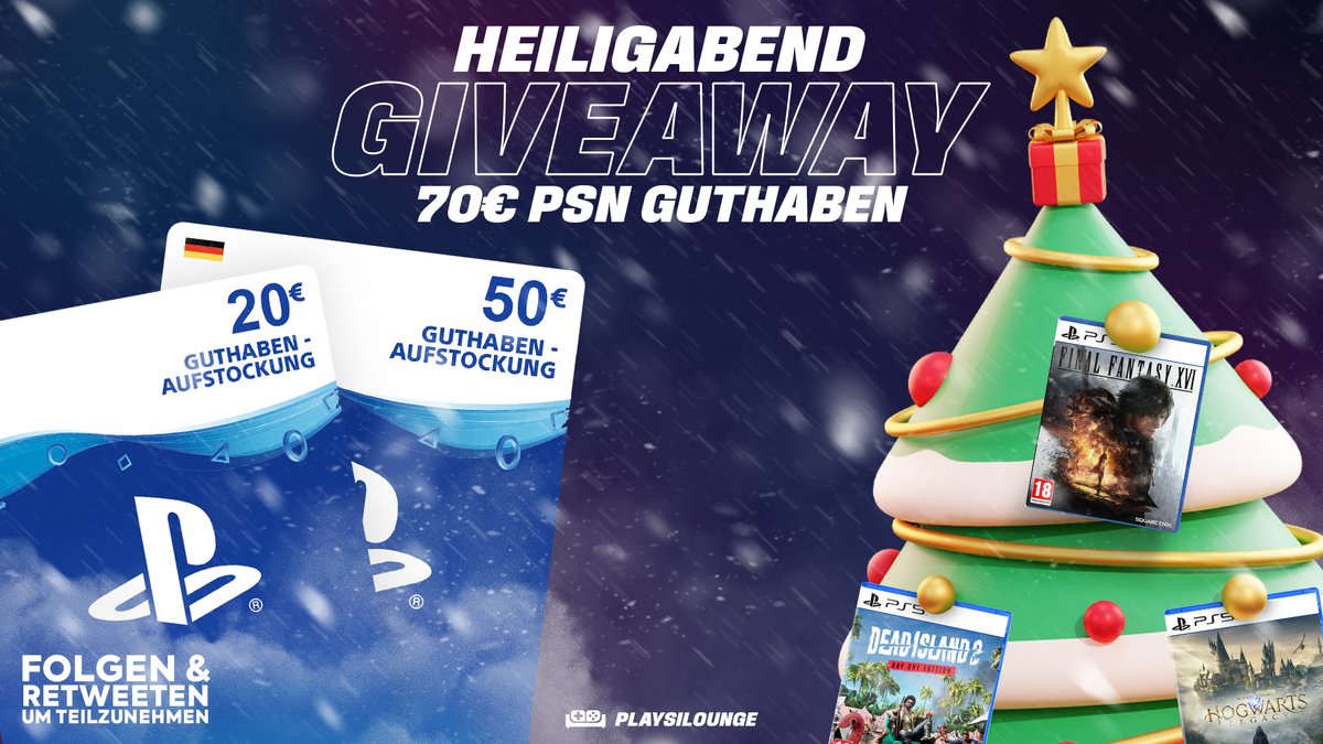 🎅🏻🎅🏻🎅🏻 #GIVEAWAY 🎅🏻🎅🏻🎅🏻

Auch bei uns kommt der Weihnachtsmann und beschenkt einen glücklichen Follower! Wir verlosen zusammen mit Santa 70€ PSN-Guthaben. Um teilzunehmen, einfach FOLGEN und bis 30.12.2022 um 23:59 Uhr RETWEETEN. 🍀