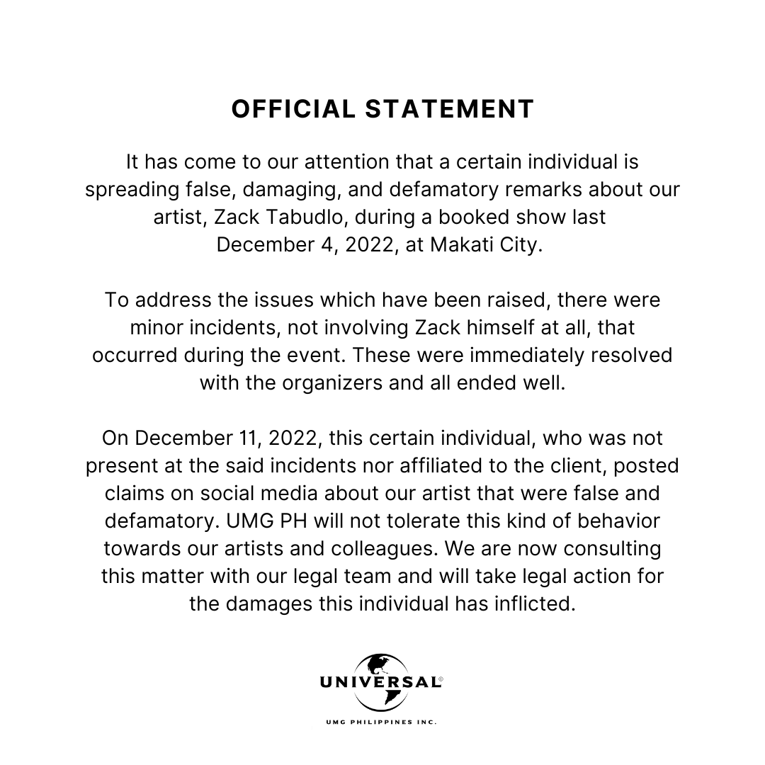 UMG_PH's tweet photo. Official Statement https://t.co/SS16GNOJqb