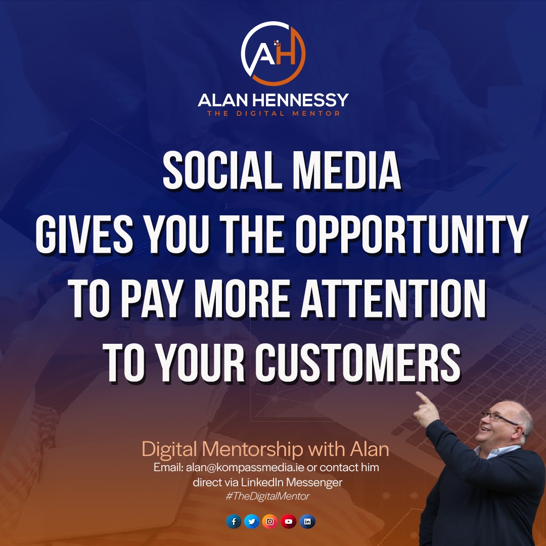 Kompassmedia's tweet photo. "Social Media gives you the opportunity to pay more attention to your customers"
Alan Hennessy
#SocialMediaMarketing #Digitalcommunication #Customerservice #TheDigital Mentor https://t.co/AYwrLnEpjU