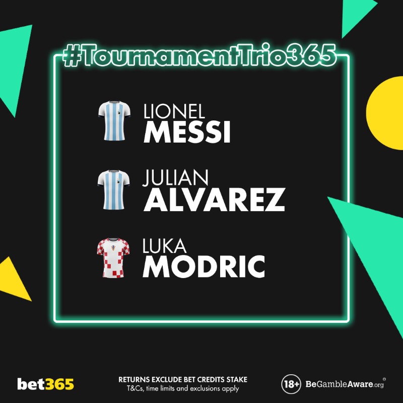 bet365's tweet photo. £25 in Bet Credits to be won.

How many of the selected footballers will score on Tuesday 13th December?

Reply with your prediction and include #TournamentTrio365 in your entry.

Entrants must have a fully verified bet365 account in order to claim a prize.

T&amp;Cs apply.