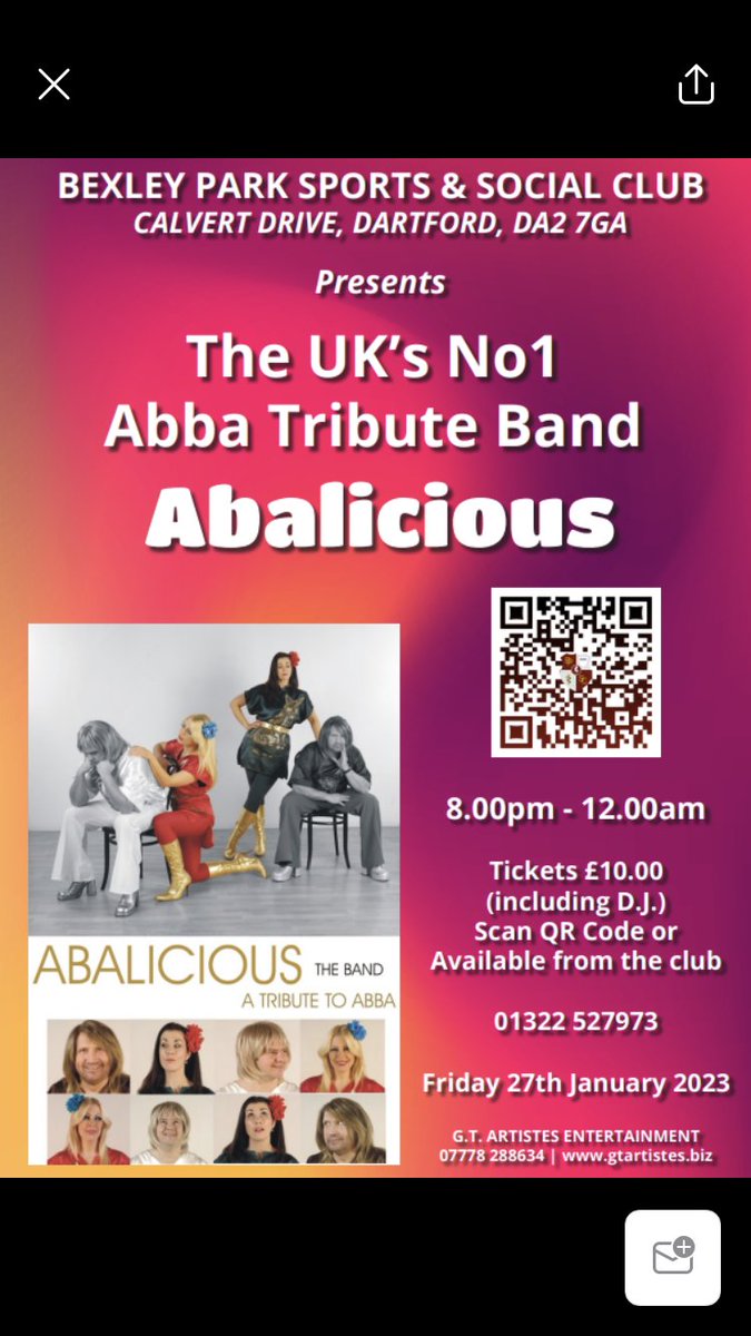 Tickets now Available at the Club!!! 

This is a must night out for all you ABBA fans!!!

Tickets £10........Grab yours now!!