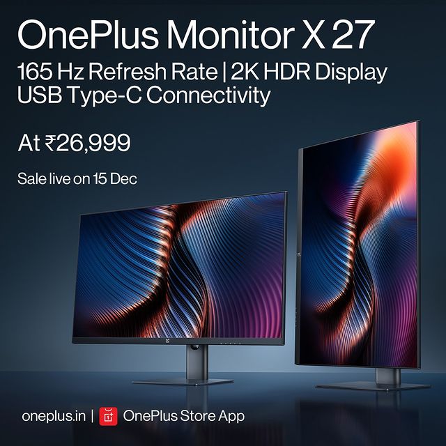 GreedyTech's tweet photo. #OnePlusMonitorX27 is the expensive one among the two and it is priced for ₹27,999
• 27" 2560*1440 (QHD) IPS Display, 165 Hz (Max) Refresh Rate, 1ms Response
• 16:9, 350nits, DCI-P3 95% Color Gamut
• Height-adjustable stand
• AMD Freesync Premium
• USB-C (w/65W Out)
(1/2) https://t.co/H2i4JtOwuj
