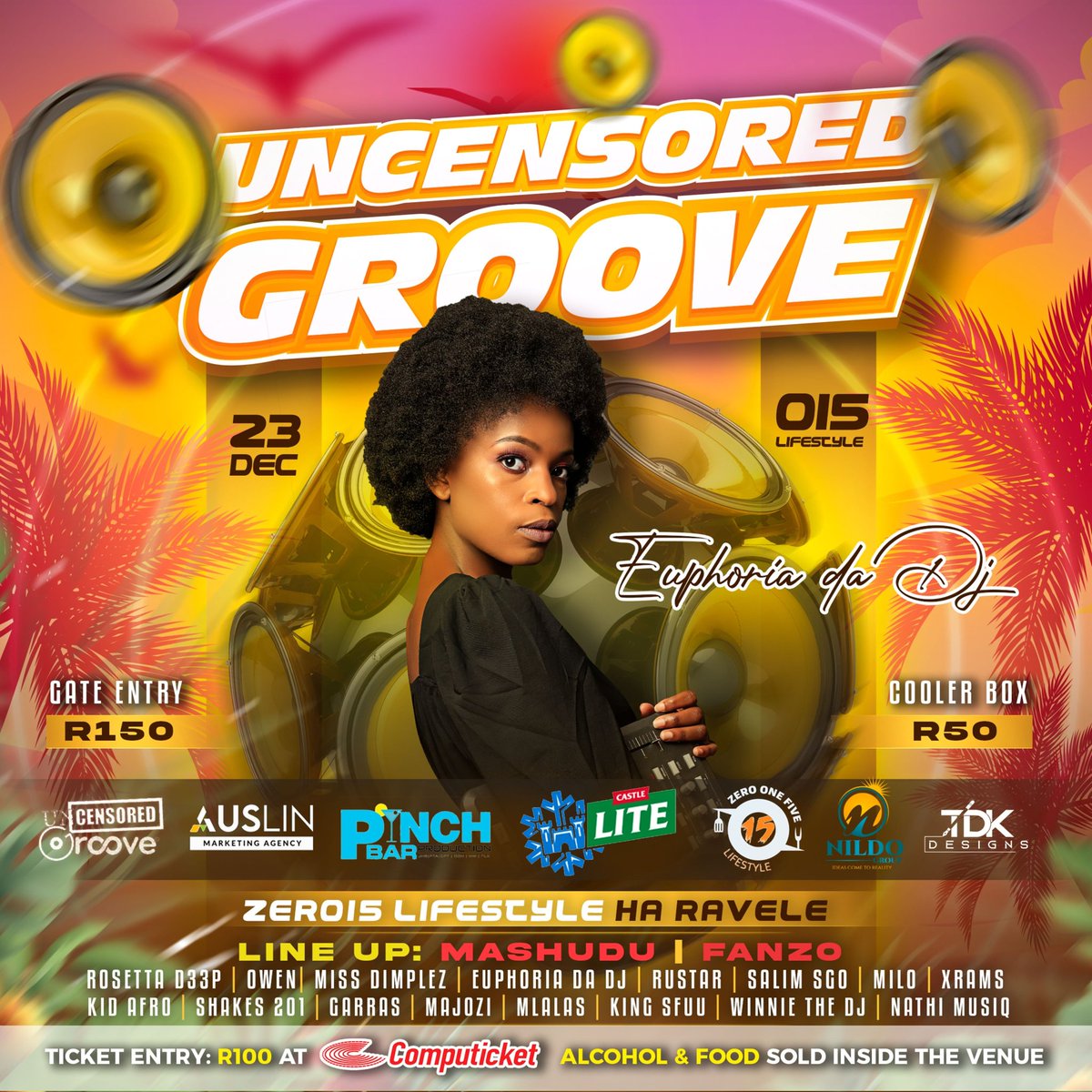 PinchbarPro's tweet photo. For the first time on the #UncensoredGroove Stage we have the incredible multitalend and beautiful lady by the name of @euphoriadadj

Be sure to get your Tickets @Computicket Outlets and Online Only R100 
https://t.co/TcOq16LkEG

@NildoGroup @PinchbarPro https://t.co/3sfl5a3HGn