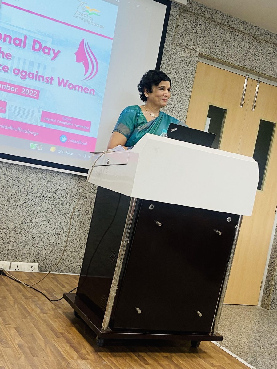 Nitdofficial's tweet photo. #NITD observes the International day on violence against women on Nov 25. Former Joint Secy. and Financial Advisor to the @MSJEGOI Ms. Kiran Puri delivered a talk on "Gender sensitization under the provision of sexual harassment of women".
#InternalComplaintCommittee https://t.co/wDFvSELfqR