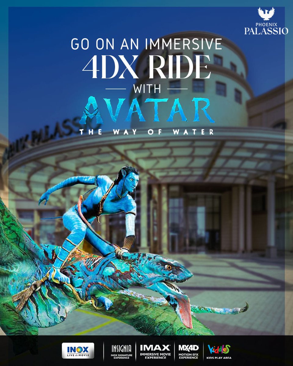 If you don’t wanna miss out on this out-of-the-world cinematic experience, then book your tickets for the phenomenal AVATAR @INOXMovies we are selling out fast! 

Hurry up! Book now on @bookmyshow

#PhoenixPalassio #PalassioLucknow
#Entertainment #Inox #Movies #Hollywood #Avatar