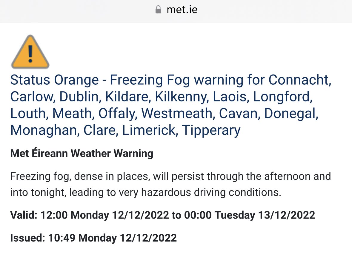 Carlow Weather on Twitter "New weather warnings from Met Éireann