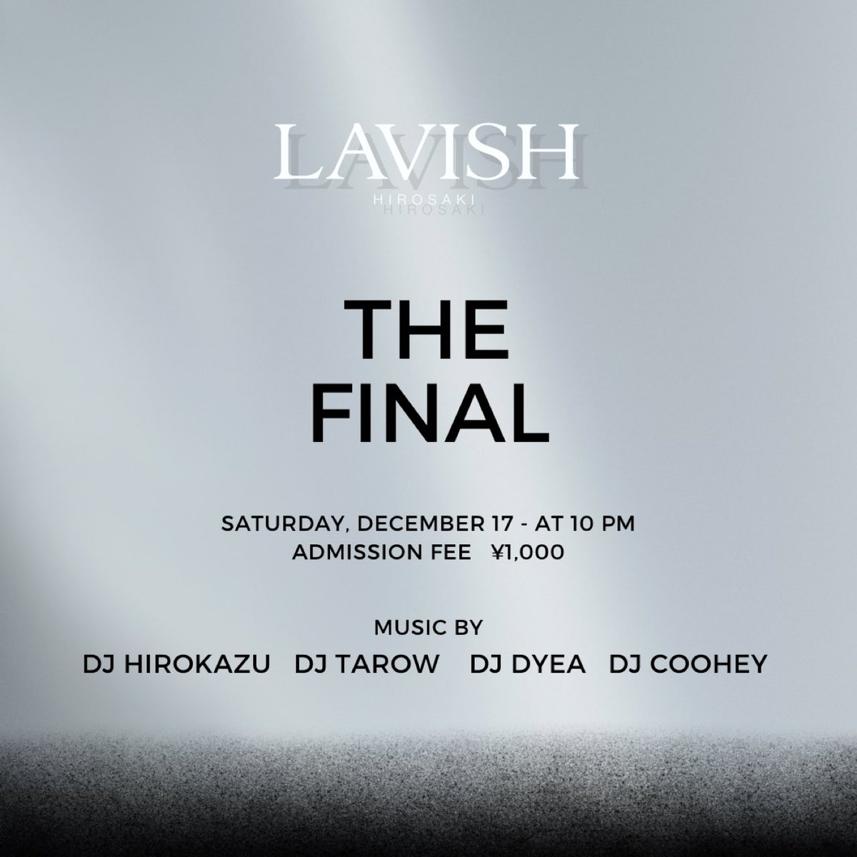 LAVISHhirosaki's tweet photo. 突然ではございますが12月17日を持ちまして当店は閉店する運びとなりました。
長い間ご愛顧頂き本当にありがとうございます。
#弘前LAVISH https://t.co/lH8WbvgBzs