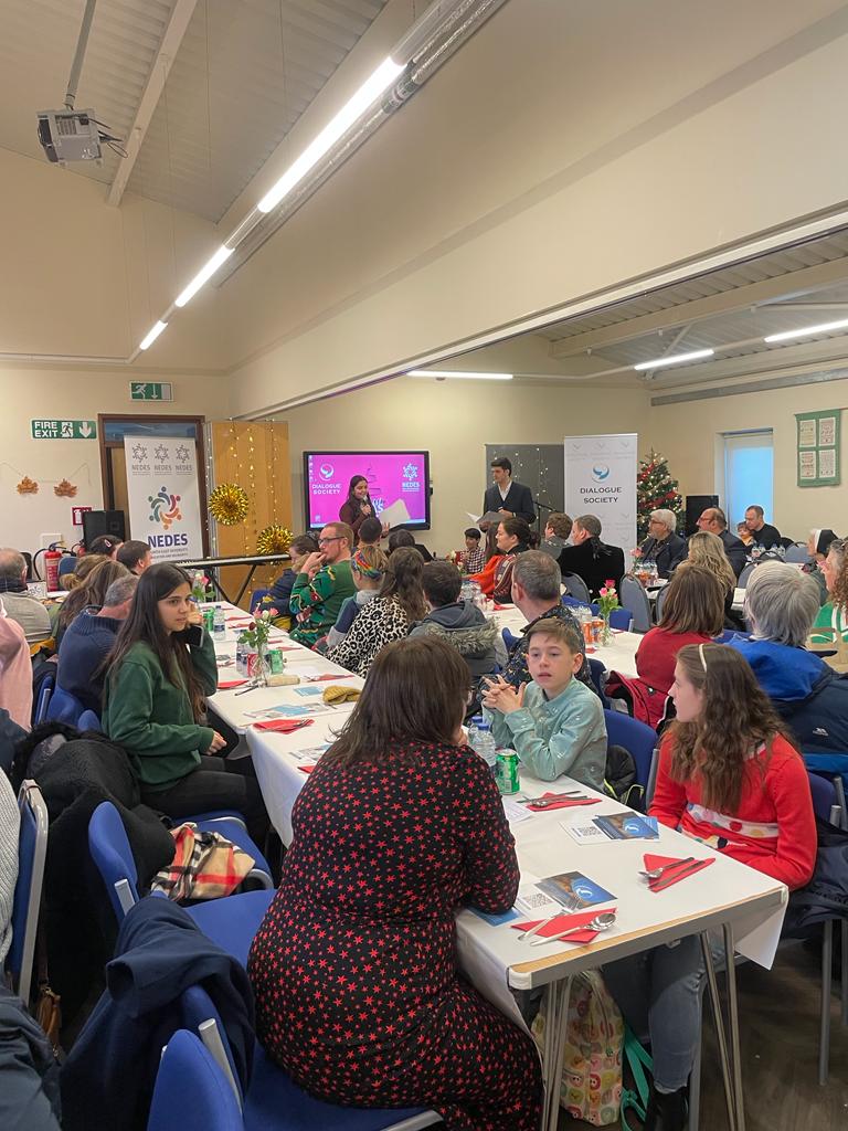 DialogueSociety's tweet photo. North East's "Christmas is Community" themed Dinner! Guests enjoyed great food, art, music and face paints! Bavaird Esq. (High Sheriff of Tyne and Wear) and Deputy Mayor Cllr. Waugh, Gateshead, spoke on our theme. The photos talk for themselves! #ChristmasIsCommunity #dialogue https://t.co/XRwXDEr10v