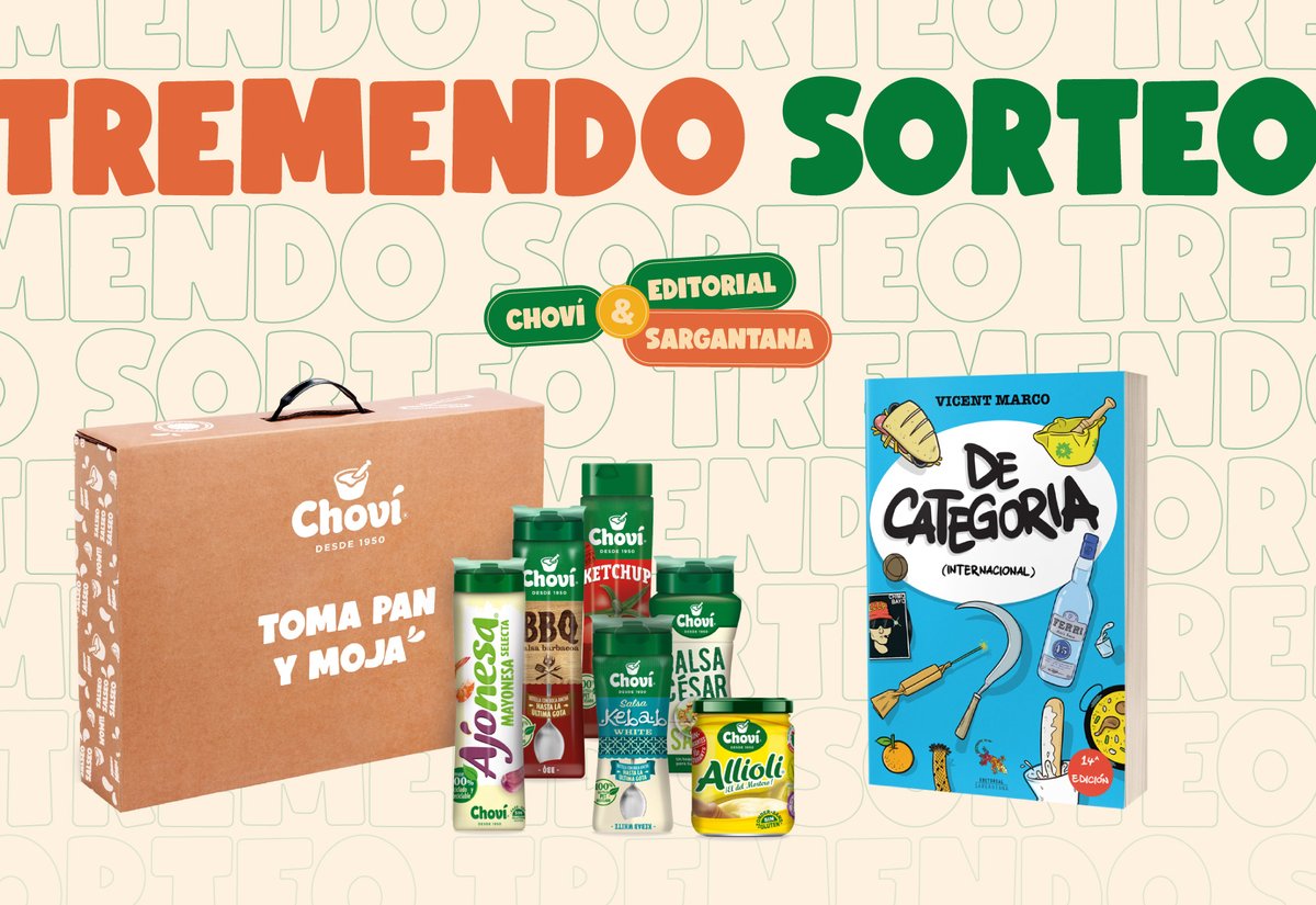 📢 SORTEO📢  Tenemos el salseo perfecto con <a href="/Ed_Sargantana/">Editorial Sargantana</a> y <a href="/salsaschovi/">Salsas Choví</a> 

Llévate este pack: 
👉Sigue a <a href="/Ed_Sargantana/">Editorial Sargantana</a> y a <a href="/salsaschovi/">Salsas Choví</a> 
👉Menciona a un colega por comentario
👉Haz RT

📌 El sorteo estará activo hasta el 18 de diciembre y el lunes anunciaremos a los ganadores