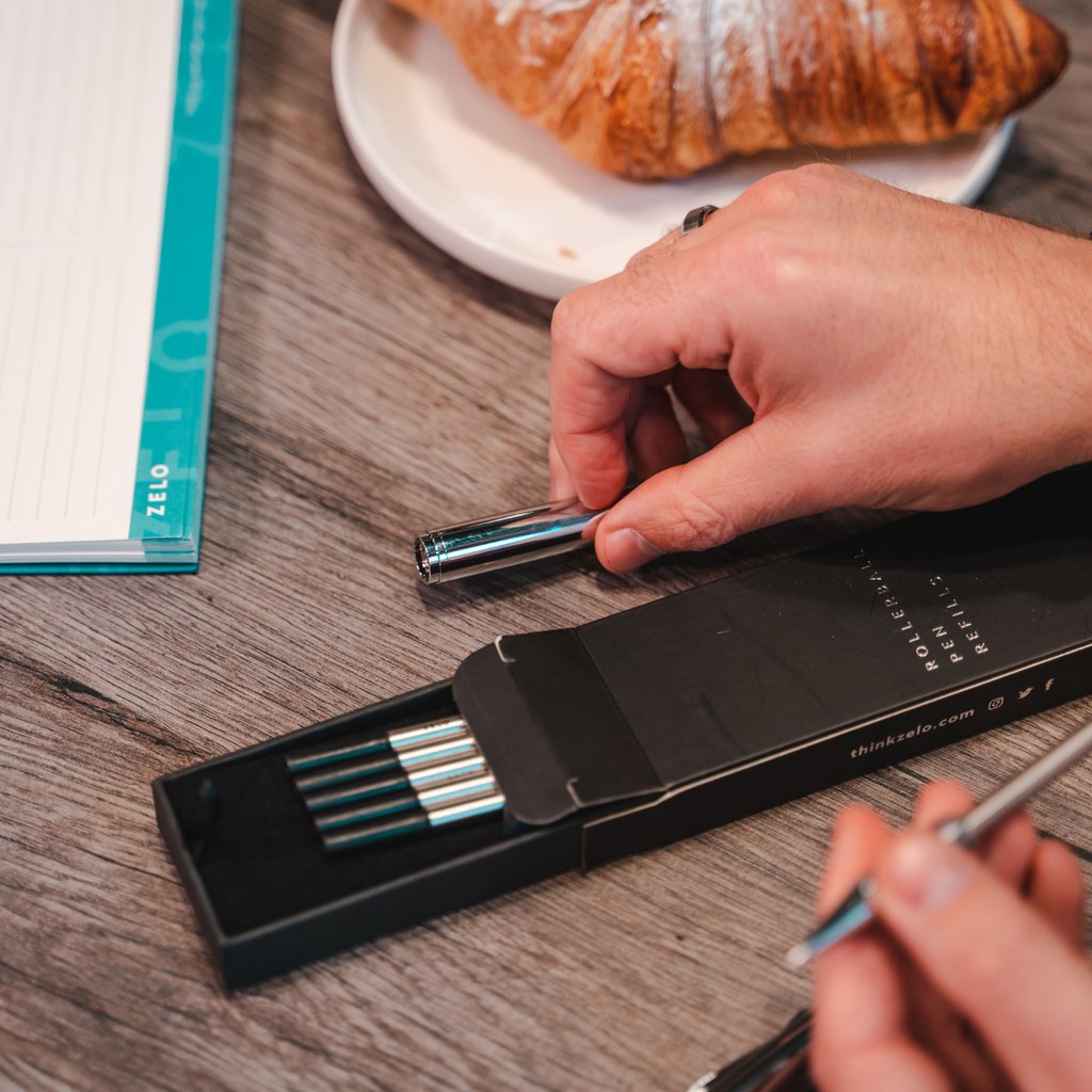 thinkzelo's tweet photo. Don't forget to get yourself a pack of Rollerball Refills when you purchase a Pure Metal Rollerball Pen. 🤩
#thinkzelo #zelo #refills #rollerballpen #writingcommunity #writerslife #writerlife #reusable #clean #recyclingday #reduceplastics #reducedwaste #reducereuserefill https://t.co/nePIYjnCfs