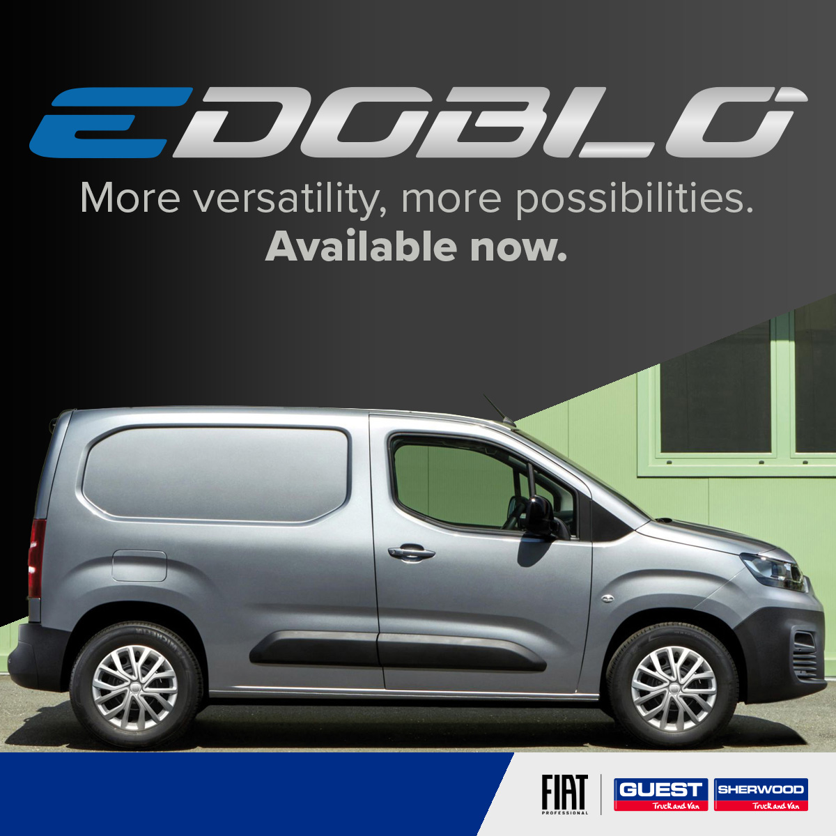 The new Fiat eDoblo - more versatility, more possibilities. 
Call our sales team on 0121 553 2737 today.

#guest #sherwood #fiat #fiatprofessional #van #fiatfiorino #fiatdoblo #fiattalento #fiatducato #fiateducato #fiorino #doblo #talento #ducato
