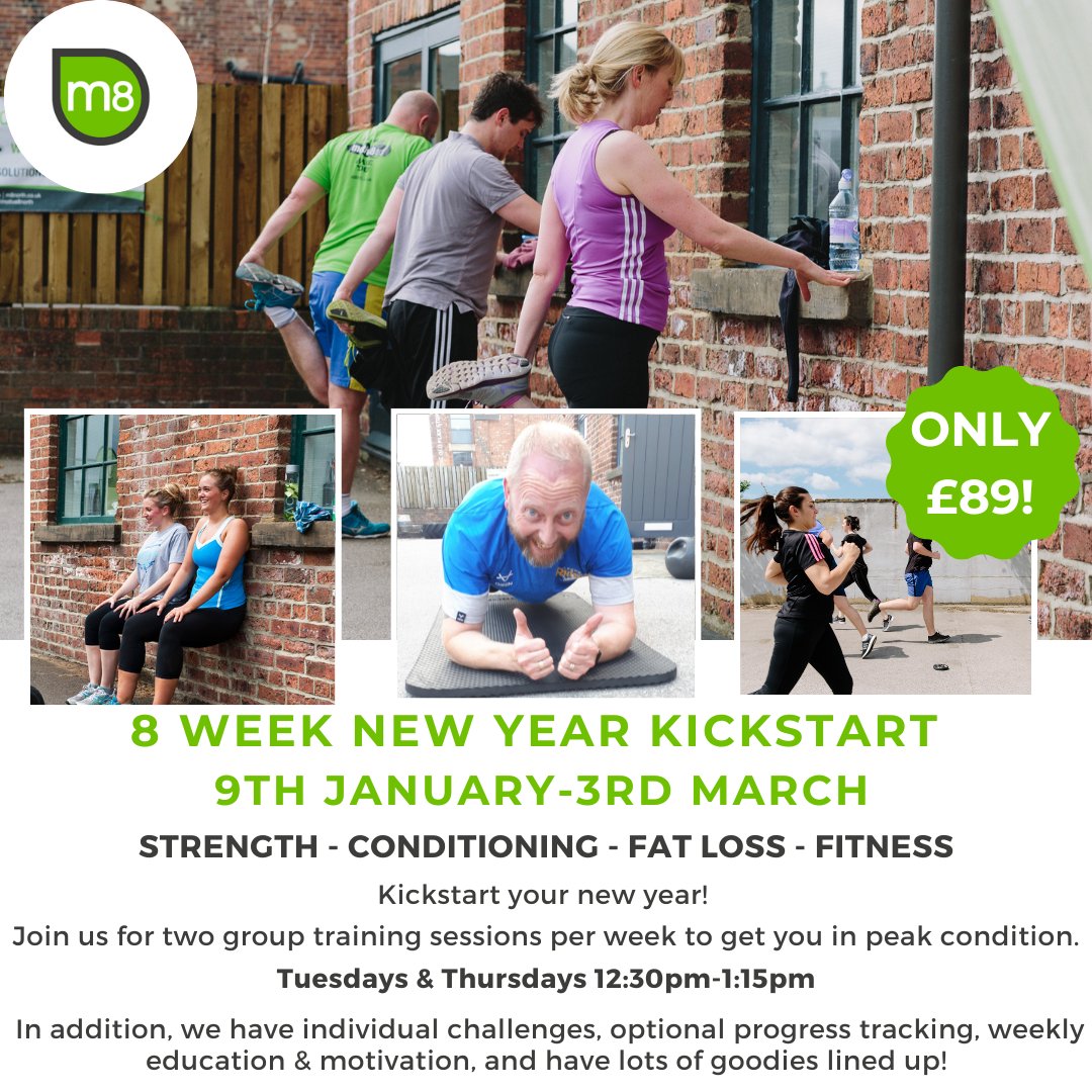 The 5 Days of Fitness is here! Each day this week, we are going to give you some great offers on fitness gifts - just in time for Christmas!

Our first offer is our 8 Week New Year Kickstart package. 
Only £89!
Starts 9th of January so sign up now:
m8north.co.uk/fitness-classe…