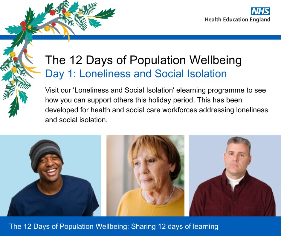 NHSE_WTE's tweet image. 📢  For the next 12 days, we will be highlighting elearning programmes to support population wellbeing. Today we spotlight resources on tackling #Loneliness and #SocialIsolation, including evidence-based reports, guidance, factsheets and video 👉  orlo.uk/L0en0