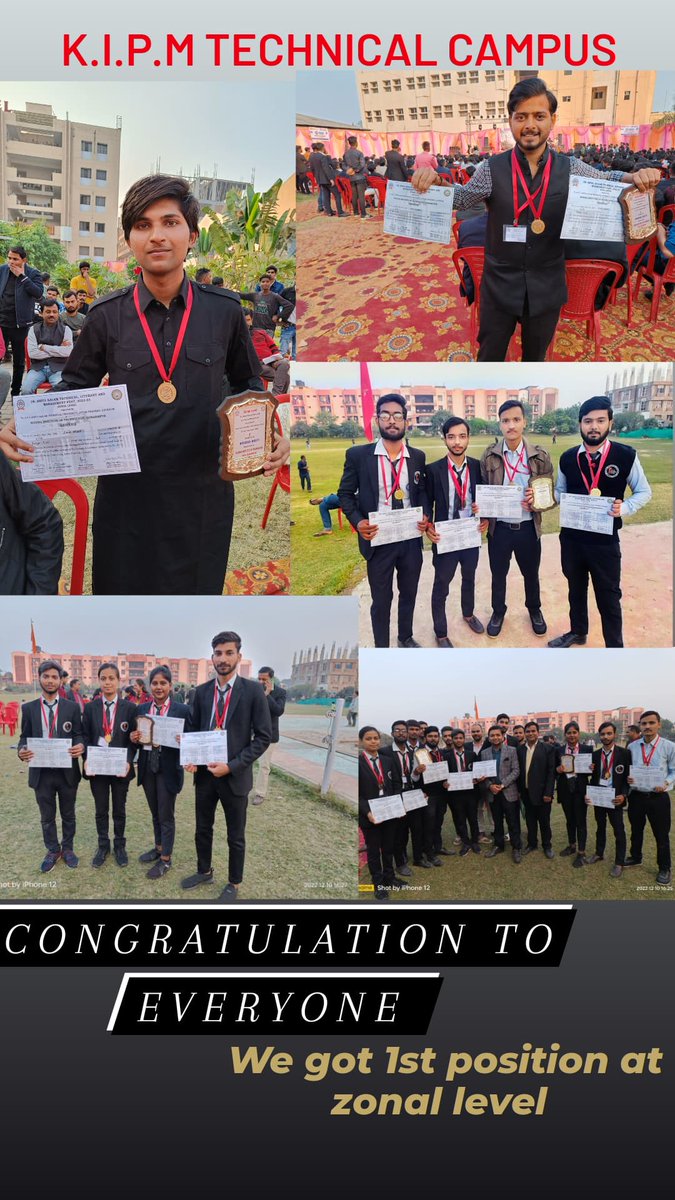 kipmcet751's tweet photo. #KIPMCET #AKTU #Tech_Fest #4_Gold #KIPM_Students_Rocks #proudmoment #Congratulations
1. Robo race - Gold ๐
2. Robo War - Gold Medal ๐ฅ 3. Bridge Kriti - Gold Medal ๐ฅ 4. Game of Codes - Bronze Medal๐
https://t.co/a72pgThuZH