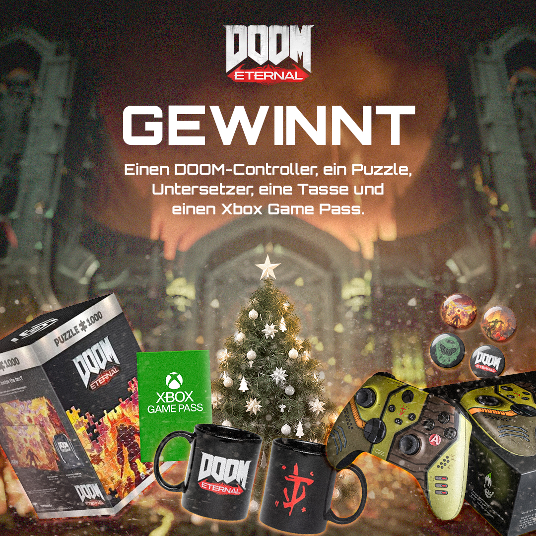 Diese Woche habt ihr die Möglichkeit, ein tolles DOOM-Paket zu gewinnen und @XboxDACH legt noch drei Monate Game Pass obendrauf! Alles, was ihr tun müsst, ist diesen Beitrag zu teilen und uns zu folgen. 🎄 🎁 Die Teilnahmebedingungen findet ihr hier: beth.games/3iXKdDV