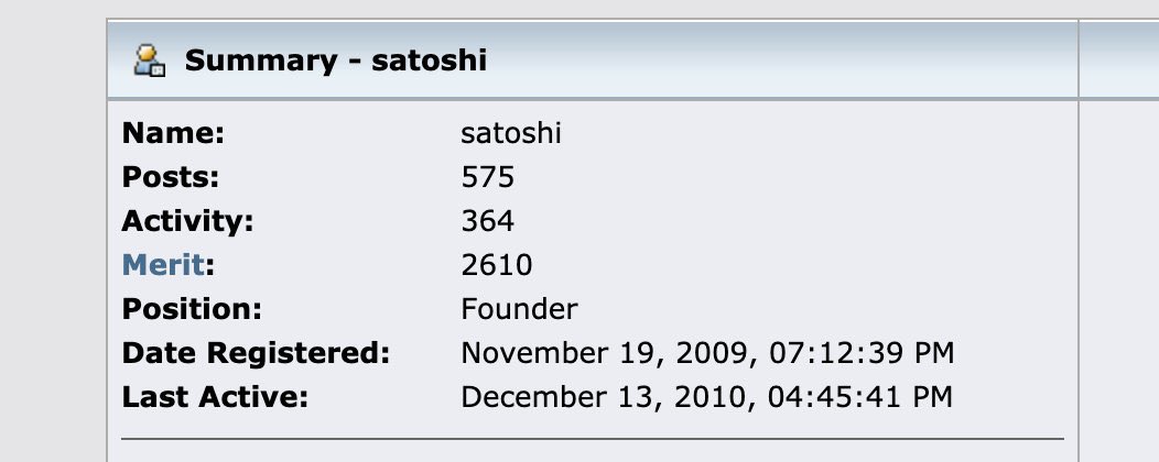 ￼✨ Exactly 12 years ago today, Satoshi Nakamoto sent his final message on the #Bitcoin￼ forums.

The next day, he logged off forever, never to return.