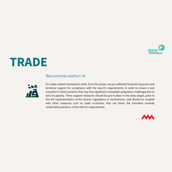 YFTAs_EU's tweet photo. EU trade-related mechanisms should provide from the outset:

➡️Sufficient financial resources 
➡️Technical support for compliance with the new EU requirements, in order to ensure a #JustTransition in #ThirdCountries that may face significant immediate adaption challenges 🌍 https://t.co/ZSz3z3Kbis
