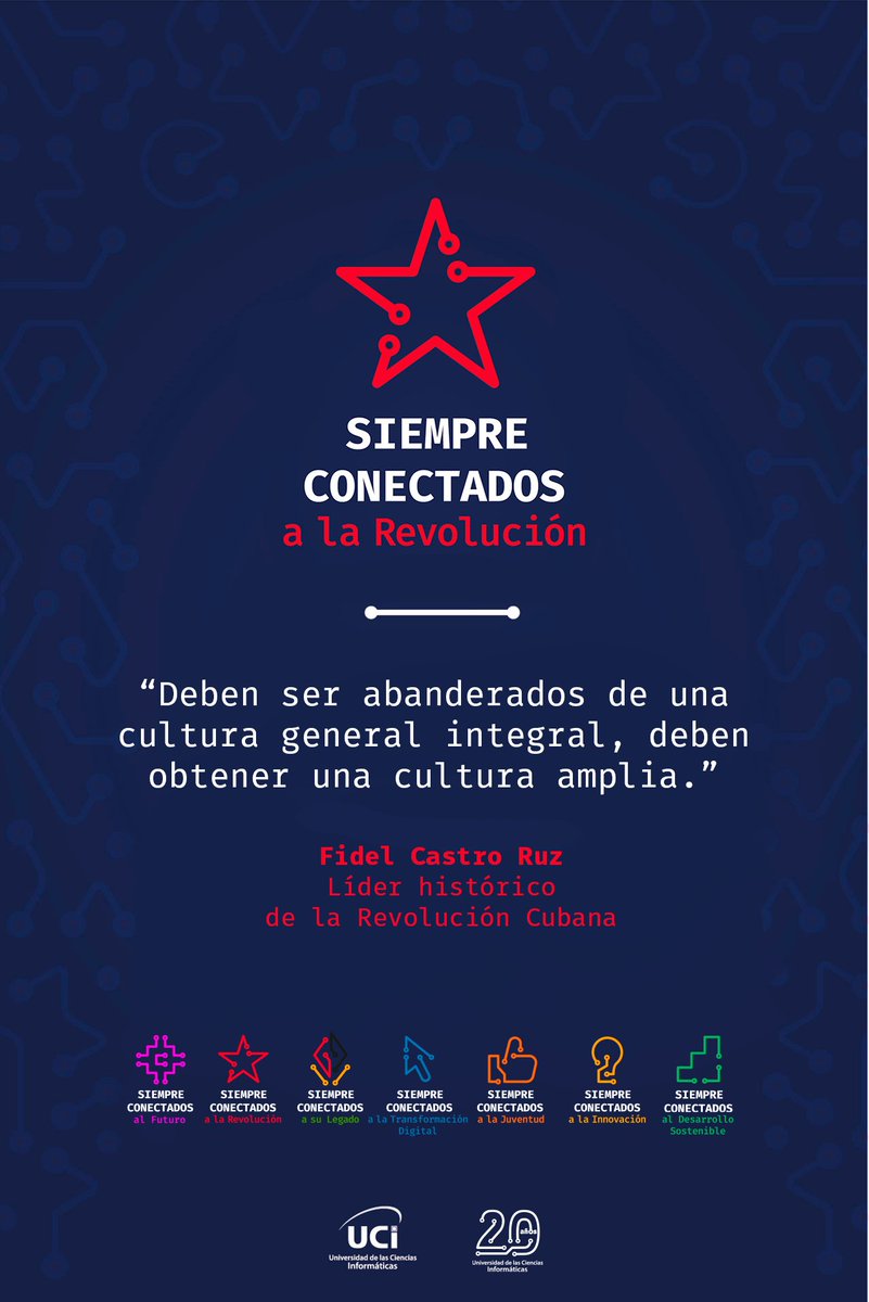¡Muchas felicidades para mi querida <a href="/universidad_uci/">Universidad de las Ciencias Informáticas</a> en su  #20AniversarioUCI!! Nuestra #UCI es la materialización de un sueño de #FidelPorSiempre. ¡No te fallaremos! Por siempre conectados a la #Revolución!

#SomosContinuidad #Cuba <a href="/DiazCanelB/">Miguel Díaz-Canel Bermúdez</a> <a href="/raydelmp/">Raydel Montesino Perurena</a> <a href="/rislaidy/">Rislaidy Pérez Ramos 🇨🇺</a> @MoreraNely