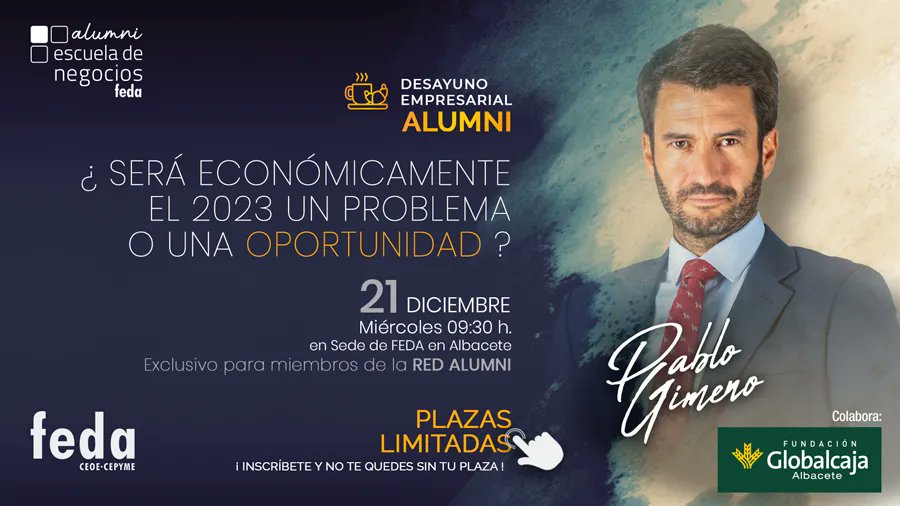 EN_FEDA's tweet photo. ¿Quieres conocer las claves para emprender o invertir con seguridad? Inscríbete al desayuno empresarial de la #RedAlumni, con @PabloGimenoPGS ¡Plazas limitadas!
https://t.co/8QAhe35joy 
Colabora @SomosGlobalcaja 
#ENFEDAFormación #ColaboraGlobalcaja https://t.co/icRHBhz6kL
