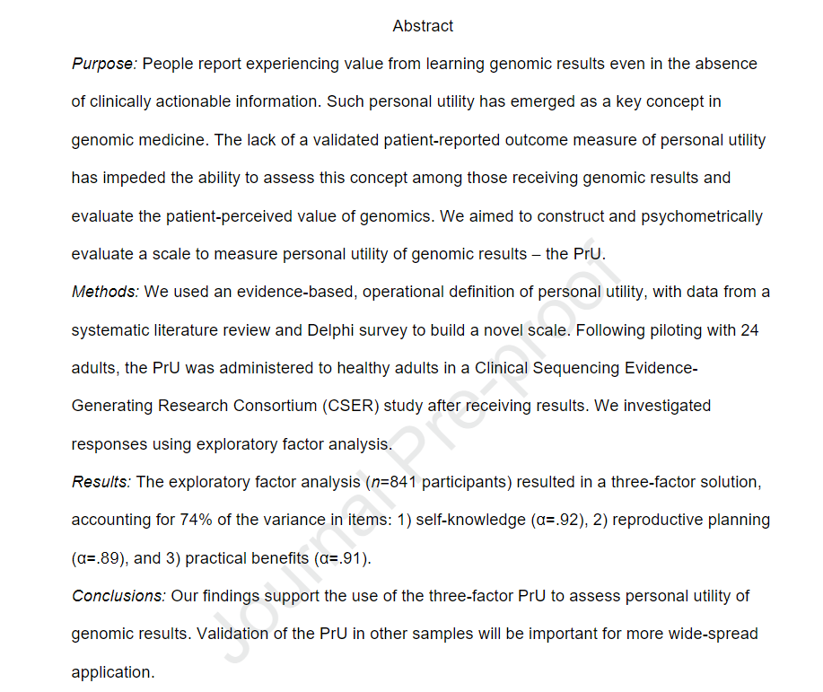 Muin J. Khoury (@muinjkhoury) on Twitter photo This <a href="/GIMJournal/">Genetics in Medicine</a> paper by <a href="/erin_turbitt/">Dr Erin Turbitt</a> develops a new measure of personal utility of genomic findings. The lack of a validated patient-reported outcome measure of personal utility has so far impeded assessment of patient-perceived value of genomics. sciencedirect.com/science/articl… This <a href="/GIMJournal/">Genetics in Medicine</a> paper by <a href="/erin_turbitt/">Dr Erin Turbitt</a> develops a new measure of personal utility of genomic findings. The lack of a validated patient-reported outcome measure of personal utility has so far impeded assessment of patient-perceived value of genomics. sciencedirect.com/science/articl…