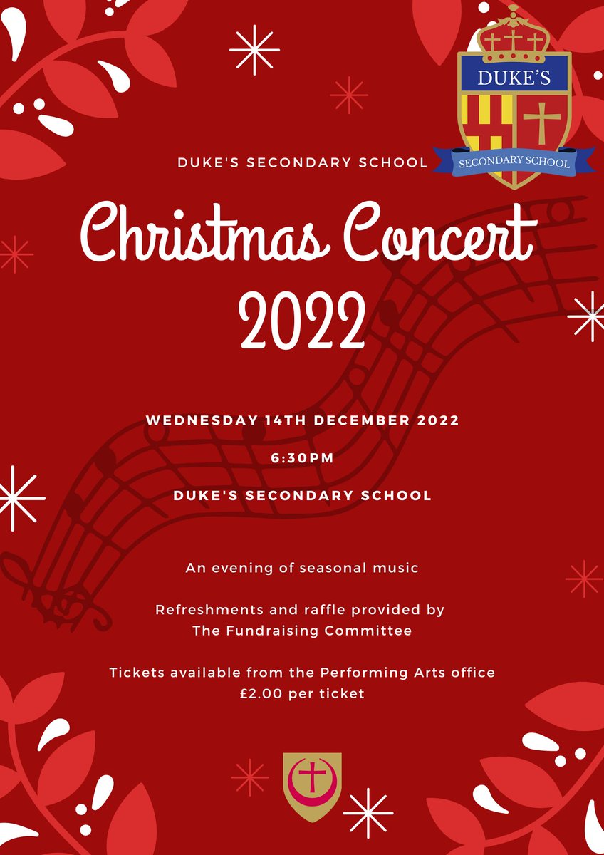 Not sure what to do this Wednesday evening? Have your plans changed? Why not lift your spirits and join us at @DukesNCEAT for our Christmas concert.
Tickets available for £2 in advance or on the door.
Doors open at 6pm. Performances begin at 6.30pm.