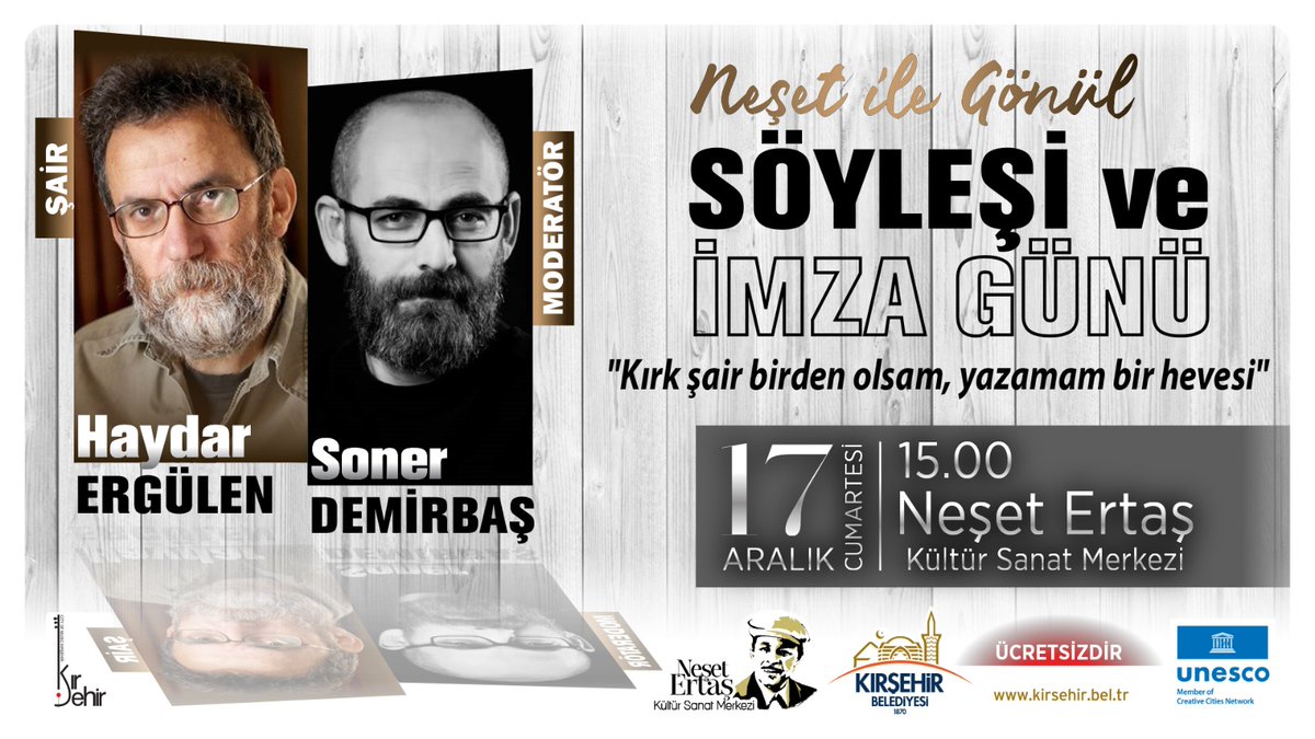 #Kırşehir #KırşehirBelediyesi #HaydarErgülen #Söyleşi #Şiir #Şair #NeşetErtaşKültürSanatMerkezi #NeşetİleGönül