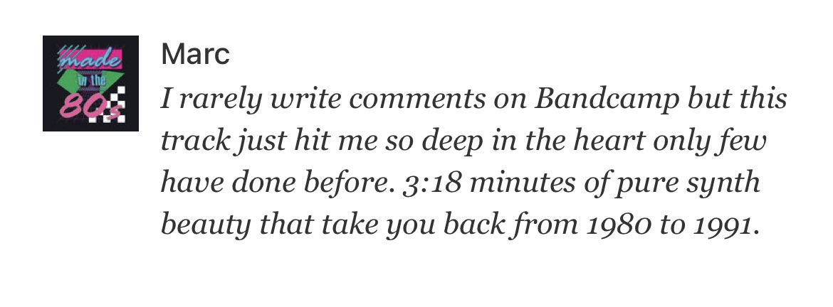 Don’t think I have ever had such a amazing comment on a track of mine before 🥹🙏🏼 
Thank you Marc
#synthfam #synthwave #80s #80smusic 

madmotiv.bandcamp.com/track/thunder
