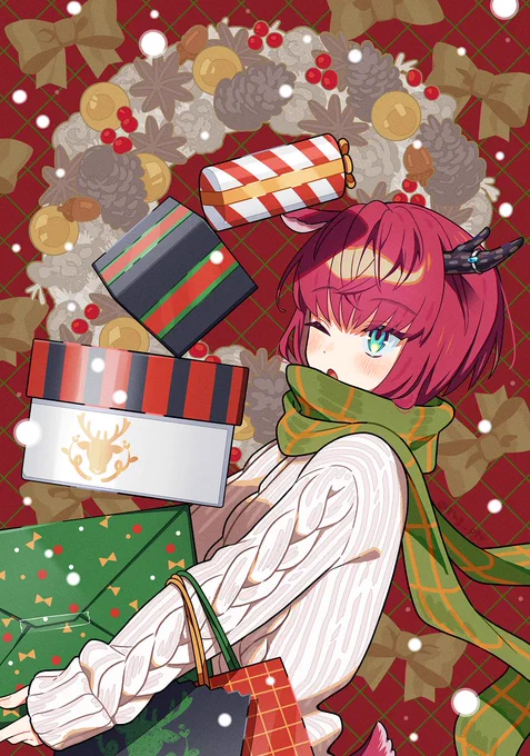 ツノミミくん クリスマス準備中 #illustration  #創作 