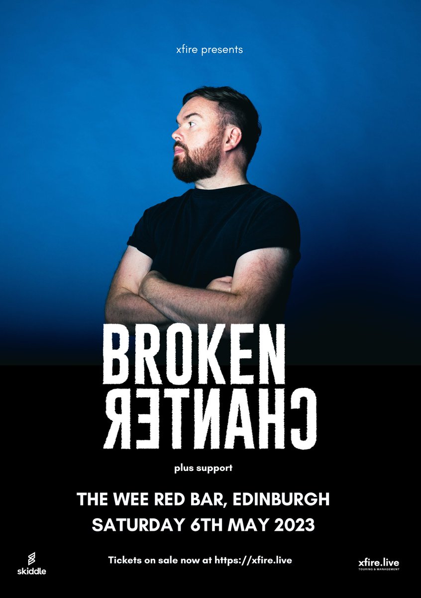 Delighted to announce the Edinburgh return of Scottish indie-pop legend @BrokenChanter, live at The Wee Red Bar this May 🔥 Tickets on sale now >> xfire.live/event/broken-c…