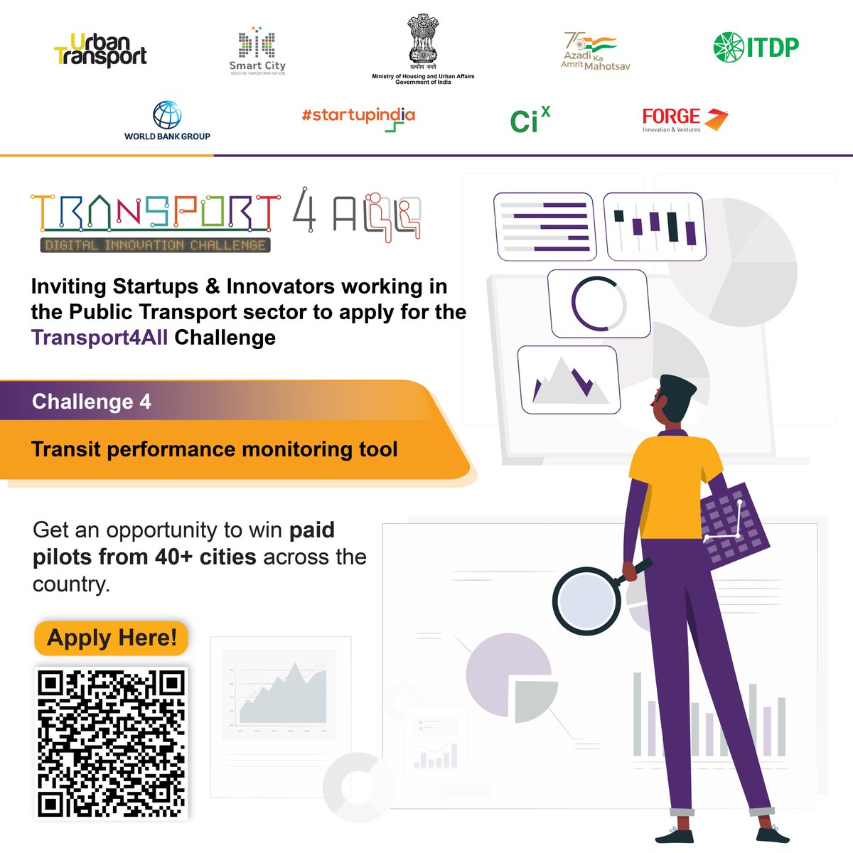 cityinx's tweet photo. Are you working on solutions to address public transportation challenges in India? Apply now for #Transport4All (T4A) &amp; get opportunities win paid pilots from 40+ cities across the country.
Apply here - https://t.co/danoVBfp8y
#startups #innovation #PublicTransport #digitization https://t.co/tPY5EO0sYl