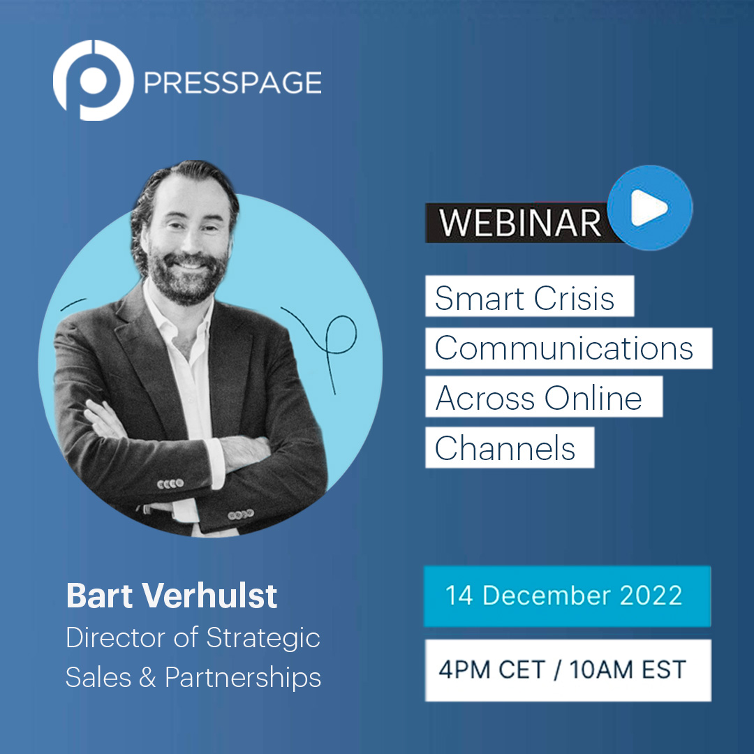 PresspageHQ's tweet photo. All the #PR pros are signing up for this week's webinar. Are you?
Get your crisis communications strategy on the right track with this webinar by Bart Verhulst.
https://t.co/rieS6vdgDU
#CrisisCommunications #CrisisManagement #PRsoftware #CommTech #CommsProfessionals https://t.co/NkjeADjVaO