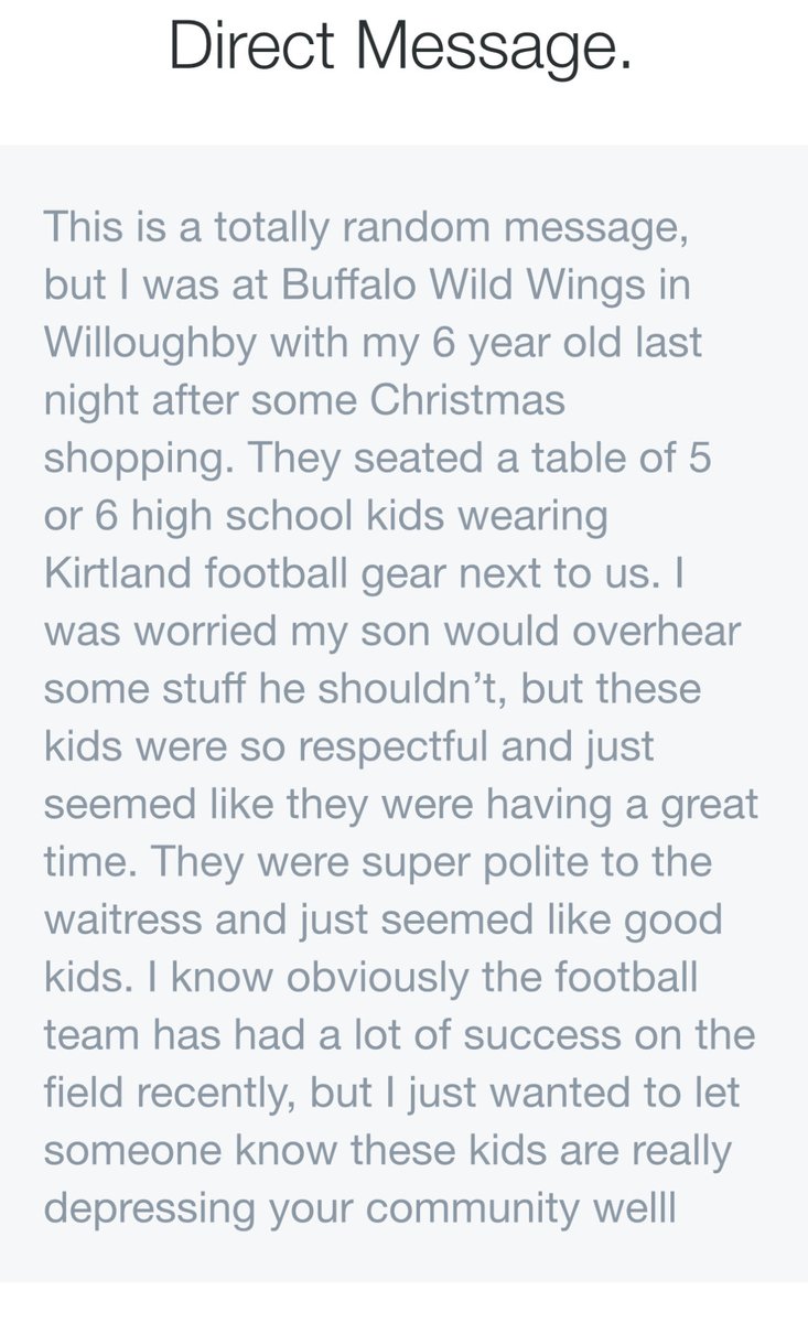 Such a great message sent to our AD. We are fortunate to have so many amazing young adults in our school district! #hornetpride