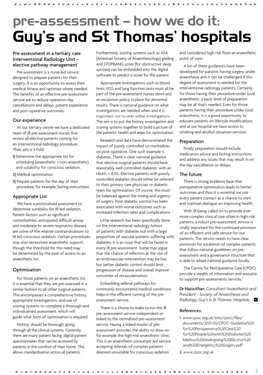 Pre-assessment in interventional radiology! Getting it right ! Great piece by our chair Dr <a href="/nazia1khan/">Nazia</a> at the <a href="/BSIR_News/">The British Society of Interventional Radiology</a> newsletter ! Many thanks for hosting us!💪💪 #interventionalradiology #anaesthesia Full link 👉🏻 bsir.org/social-media-h…