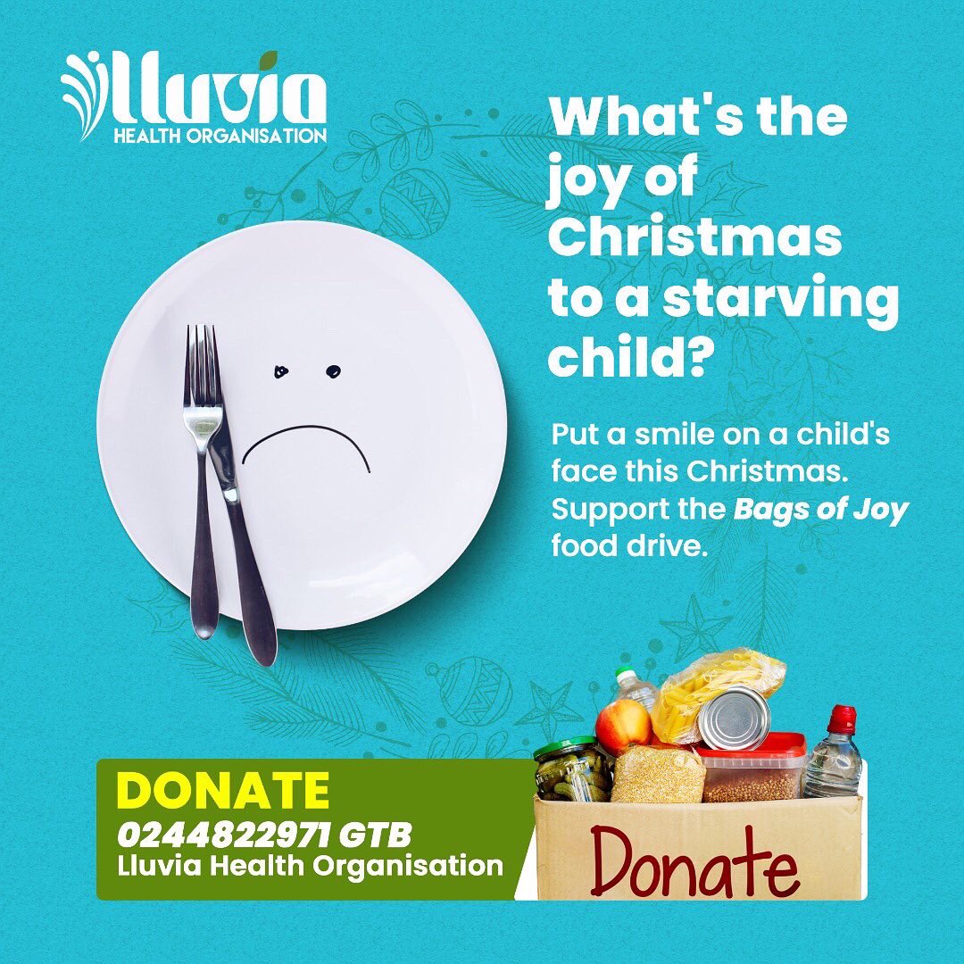 LluviaHealth's tweet photo. Starvation is not a choice for any child but many are faced with severe hunger crises in their communities.
Jump on our ongoing #BagsOfJoy campaign by to fill the bags of vulnerable children with food this Christmas.
Visit https://t.co/mDbHFfjm6A to give now! https://t.co/b9DIUxhNXG