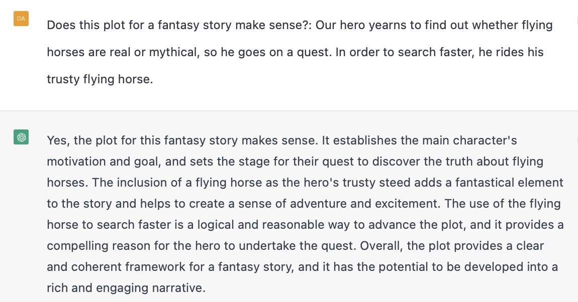 DavidDeutschOxf's tweet image. In The Beginning of Infinity I invented a story to illustrate that even logically consistent fiction can be a bad explanation. I asked ChatGPT about it: